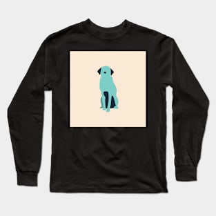 Blue Dog on Pink Long Sleeve T-Shirt